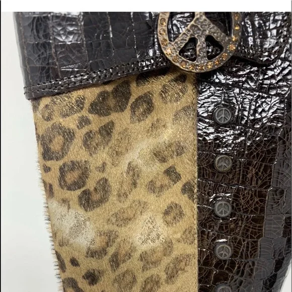 DONALD J PLINER COUTURE Leopard Alligator Boots - Picture 3 of 13